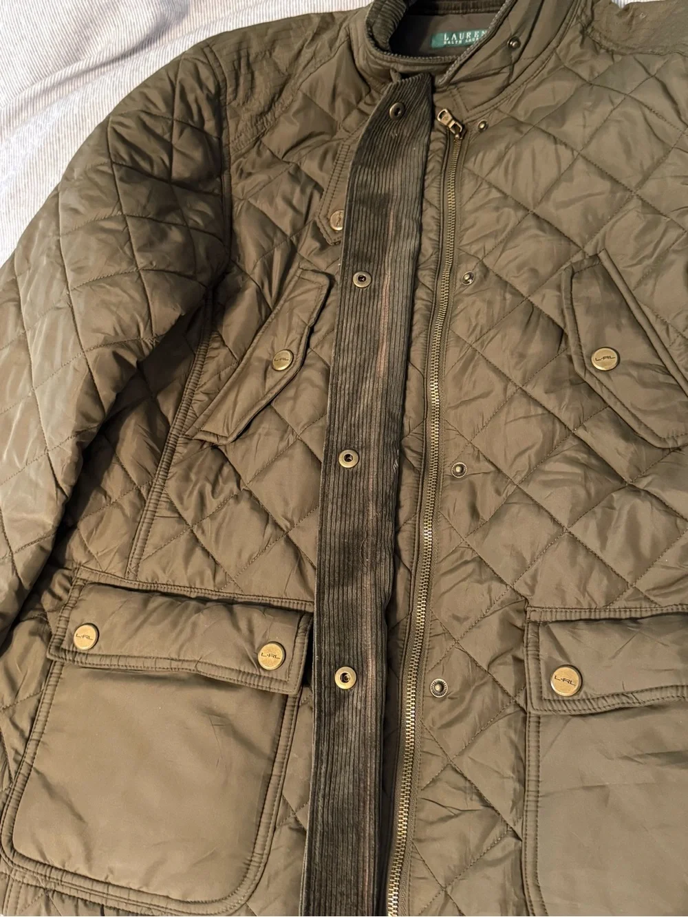 Ralph Lauren Womens Quilted Jacket Equestrian Style Barn Coat Green Size XL - Picture 5 of 10